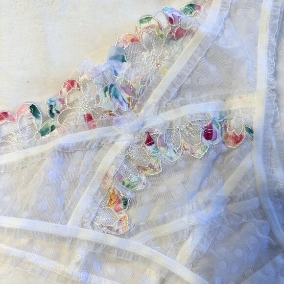 NWOT For Love & Lemons High Waisted Polka Dot Floral Rainbow Lace Panty - XXS - Picture 8 of 8